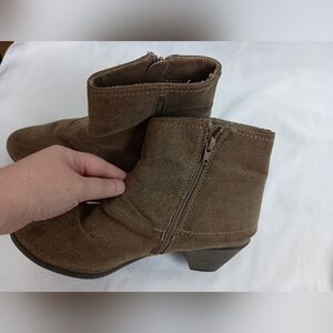 2/$30 Worthington Brown Suede Ankle Booties with Western Influence-(#123)